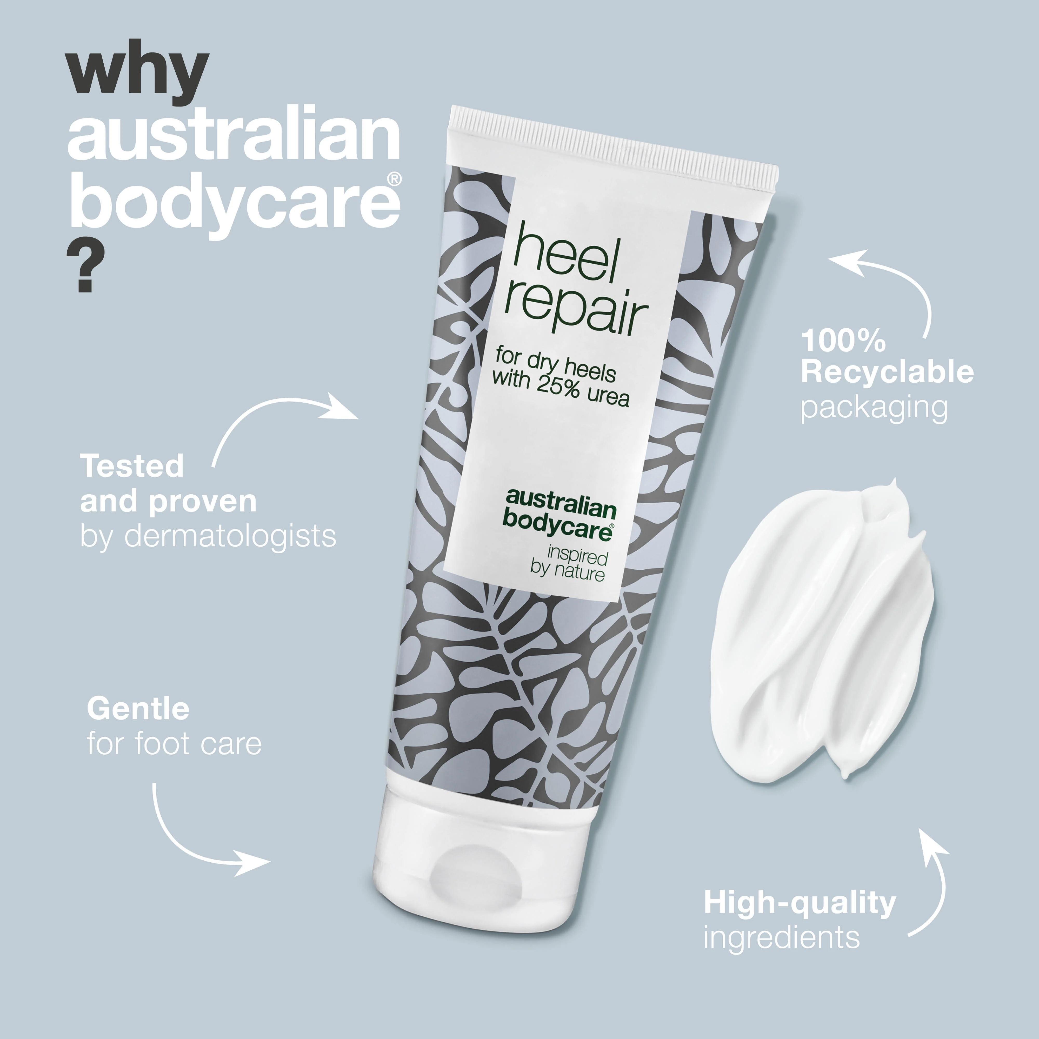 Heel Cream for Dry and Cracked Heels — Tackle cracked heels and dry feet with our heel repair. Contains 25% urea and natural 4-Terpineol, known from Tea Tree Oil. - Image 4