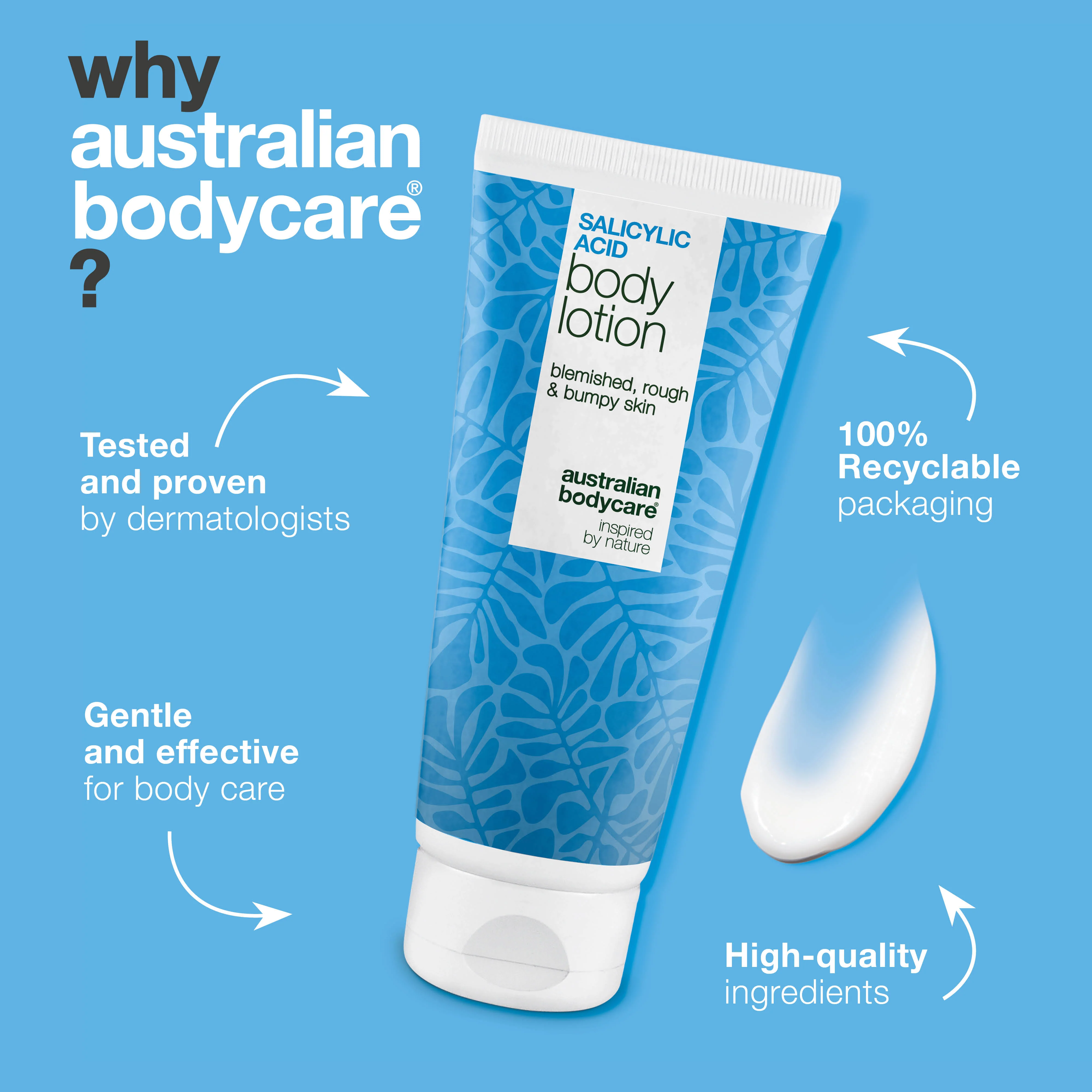 Body lotion with salicylic acid – for blemishes and dry skin — Body lotion with salicylic acid exfoliates, hydrates, and helps reduce blemishes, uneven texture, and dry skin. Perfect for daily use. - Image 4